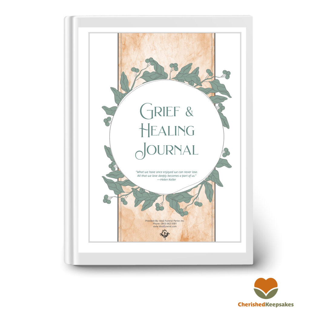 Grief journal produced by Cherished Keepsakes